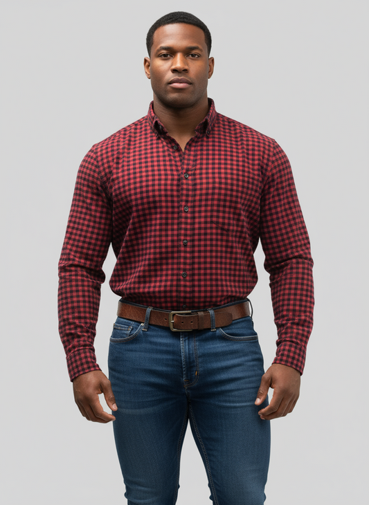 Camisa de botones GAP 🇺🇸 de cuadros en color rojo y negro Talla XL Entalle Regular