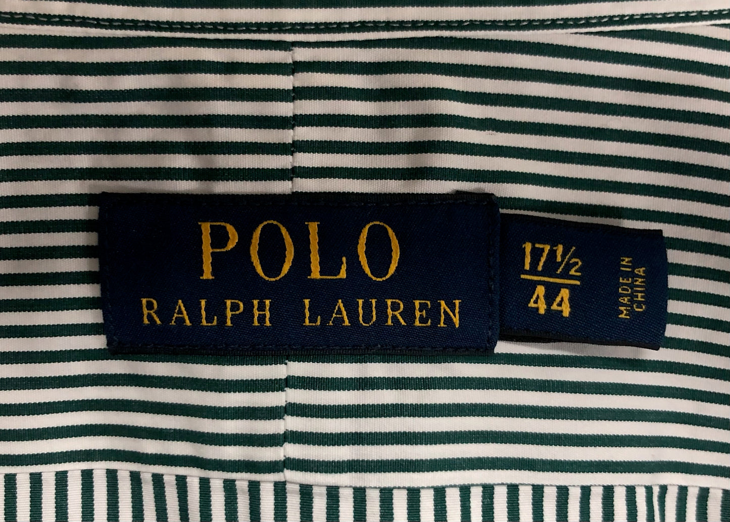 Camisa Polo Ralph Lauren 🏇🏼 con patron de rayas en color verde oscuro y blanco Talla XL Entalle Regular