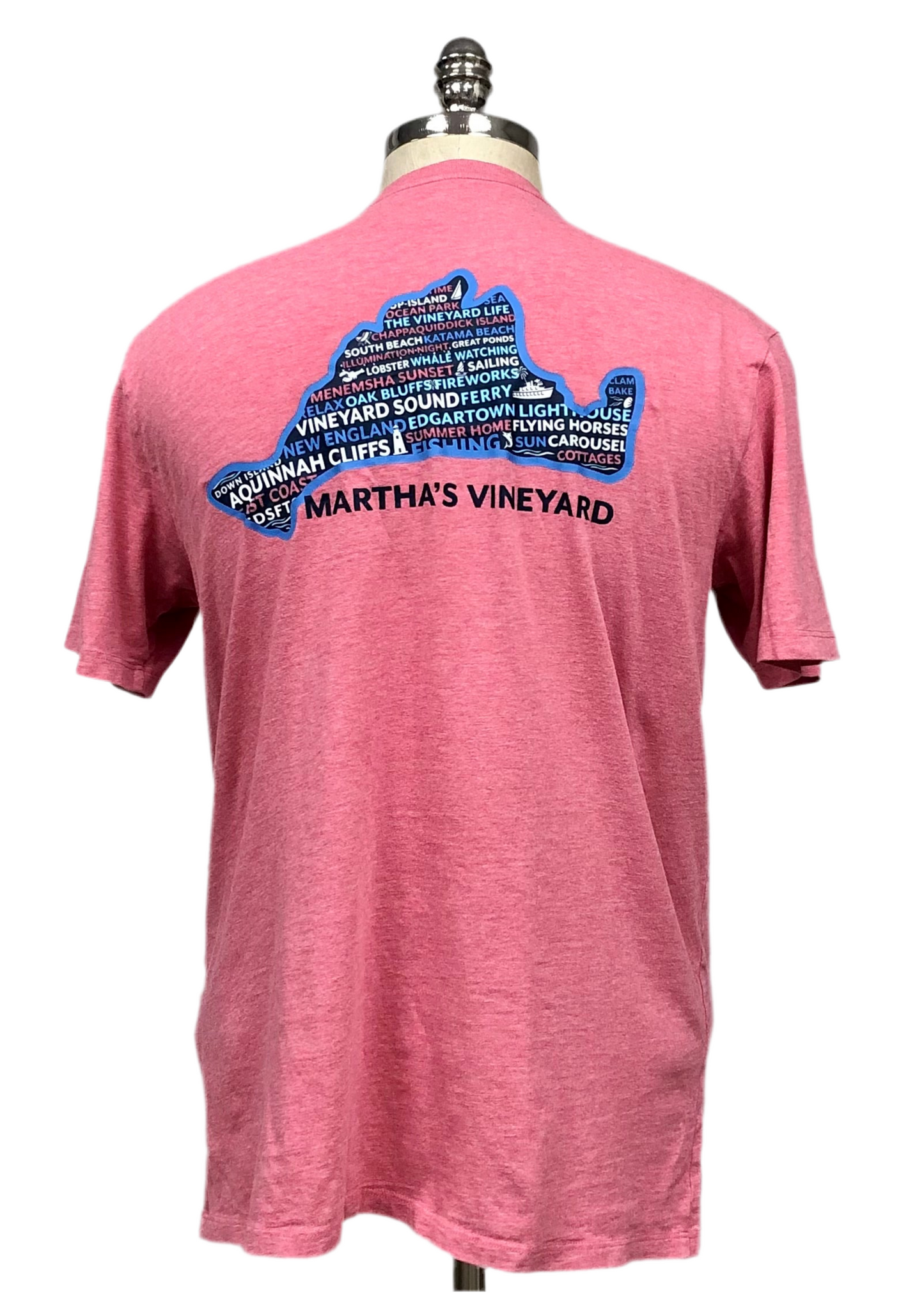 Camiseta de bolsillo Vineyard Vines 🐳 color rosado con Diseño Marthas Vineyard Talla Medium