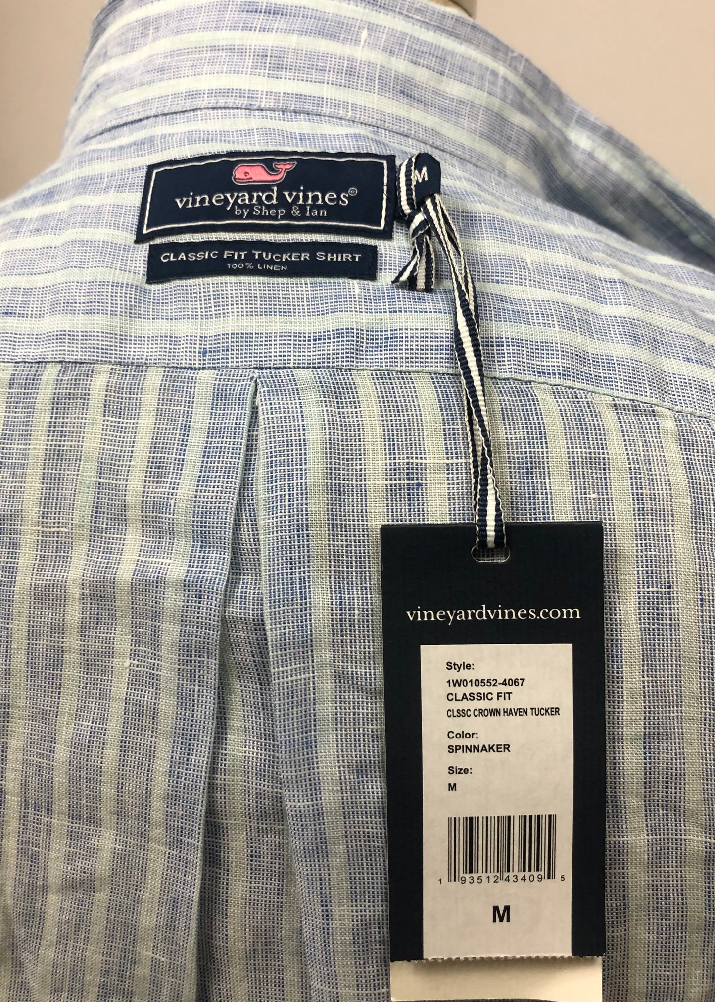 Camisa de lino Vineyard Vines 🐳 de rayas en color celeste y azul Talla M Entalle Clásico