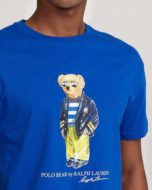 Camiseta cuello redondo Polo Ralph Lauren 🏇🏼 Color azul con diseño de polo bear Talla L y XL Entalle Clásico