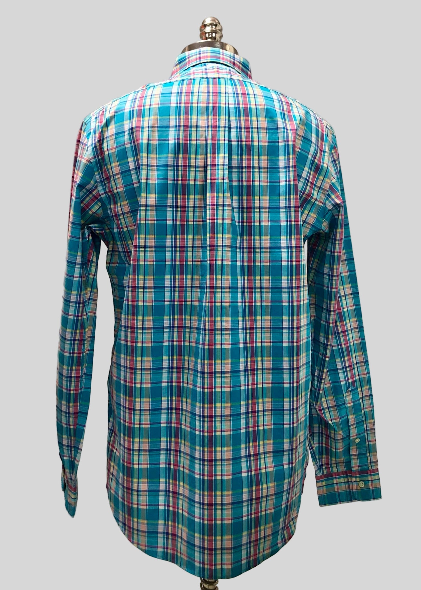 Camisa Polo Ralph Lauren 🏇🏼 de cuadros gingham turquesa, rojo y blanco Talla L Entalle Regular