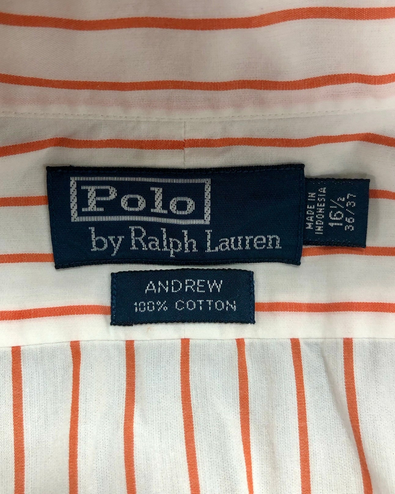 Camisa de botones Polo Ralph Lauren 🏇🏼 color blanco de rayas en color naranja Talla XL Entalle Regular