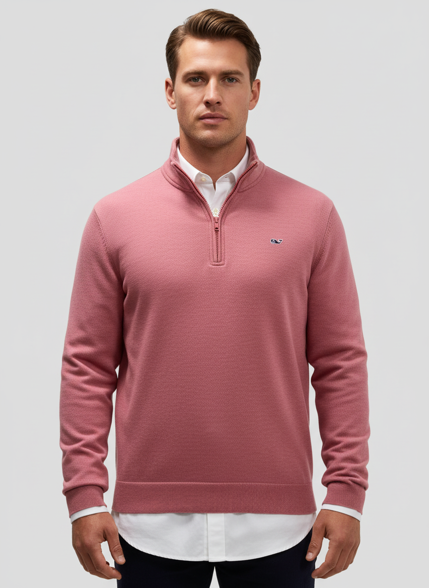 Sueter Jersey Vineyard Vines 🐳 color rosado con logo tradicional Tela algodón Pima Talla L