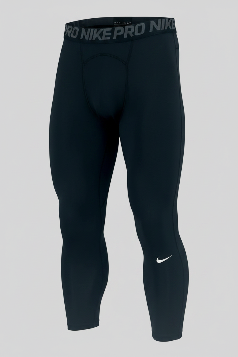 Malla de entrenamiento licra Nike ✔️ Pro Dri-FIT de 3/4 de largo para hombre en Color negro cintura gris Talla XXL