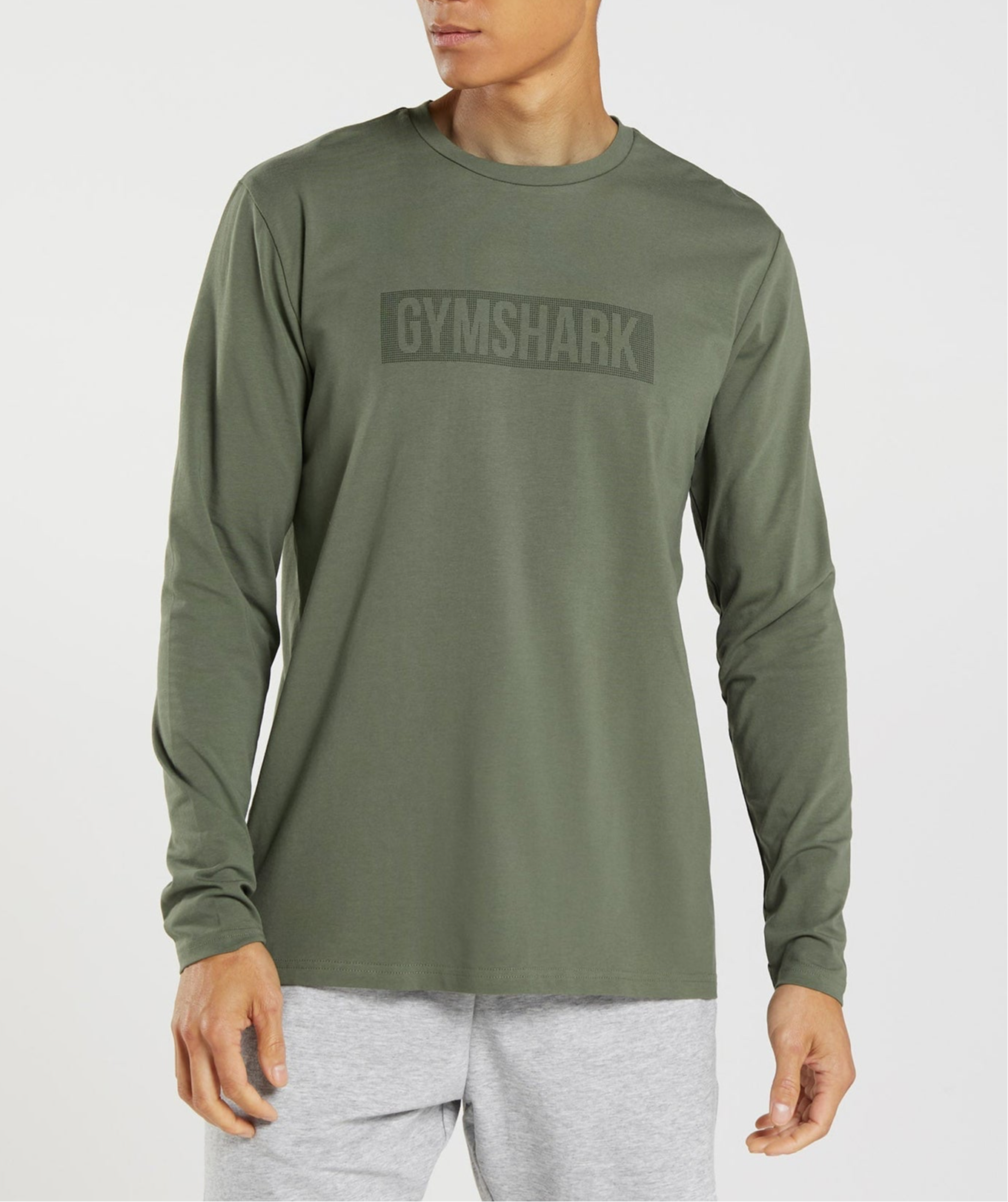 Camiseta cuello redondo Gymshark 🏋🏽 color verde oliva manga larga Talla M