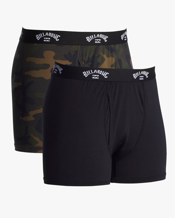 Combo de 3 Boxers Briefs Billabong 🏄🏽‍♂️ Tela de algodón stretch color Negro, verde oliva y diseño de camuflaje Talla M