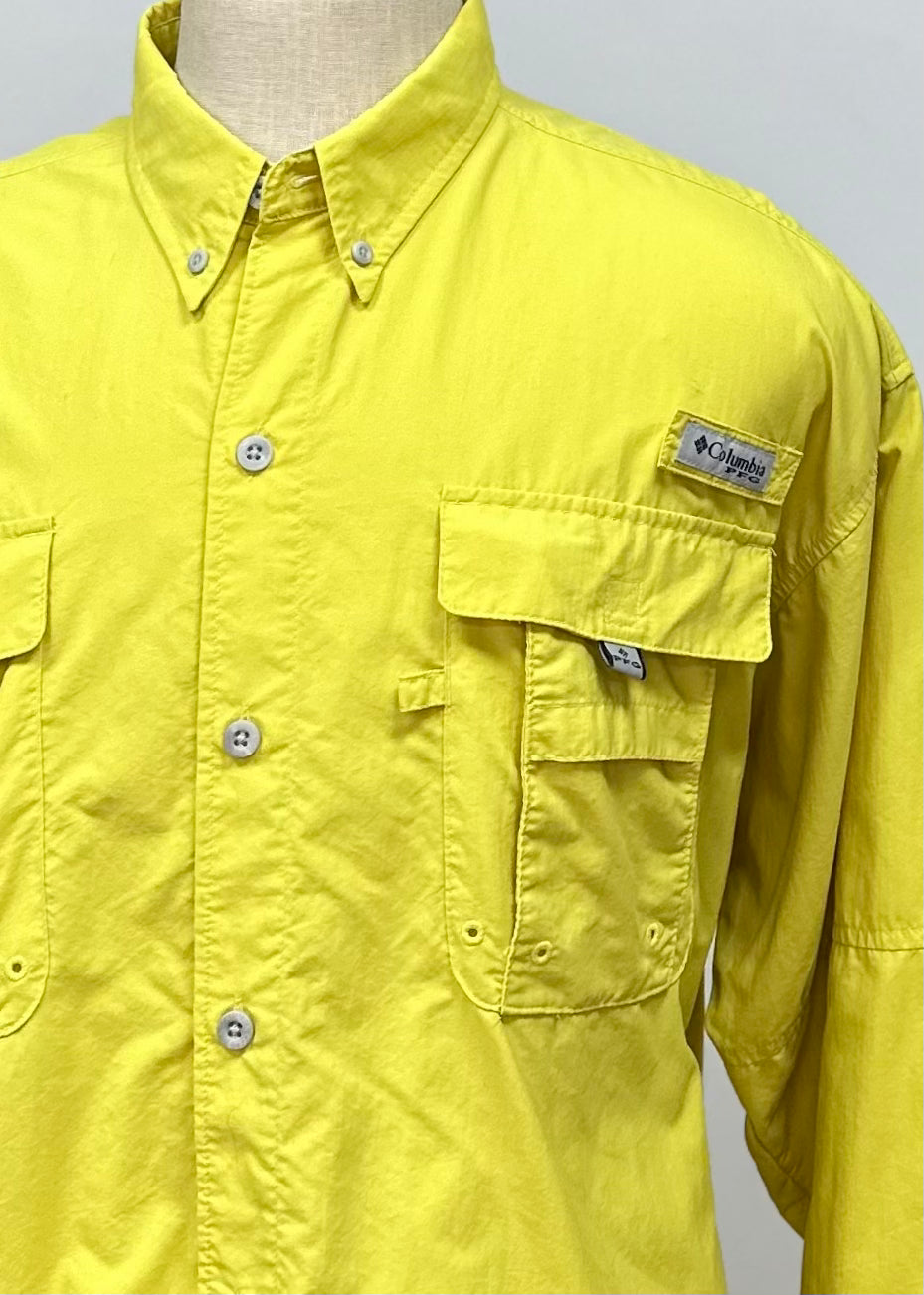 Camisa Columbia 🔹color amarillo intenso con Omni Shade Manga larga Talla XL