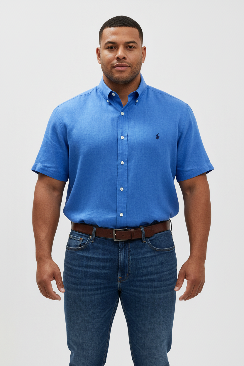 Camisa de botones Polo Ralph Lauren 🏇🏼 De lino en color azul navy Talla XL Entalle Clásico