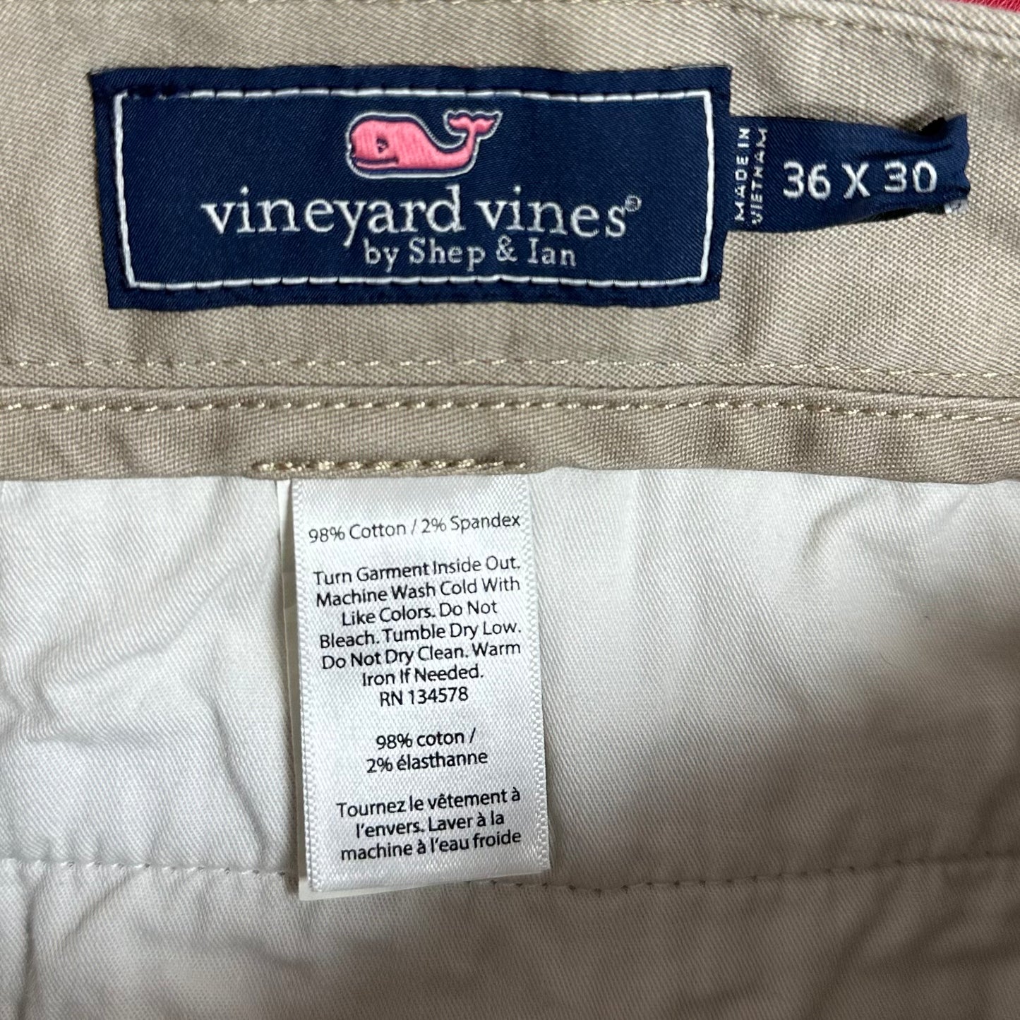 Pantalon casual Vineyard Vines🐳 color crema Talla 36x30 Corte Slim Fit