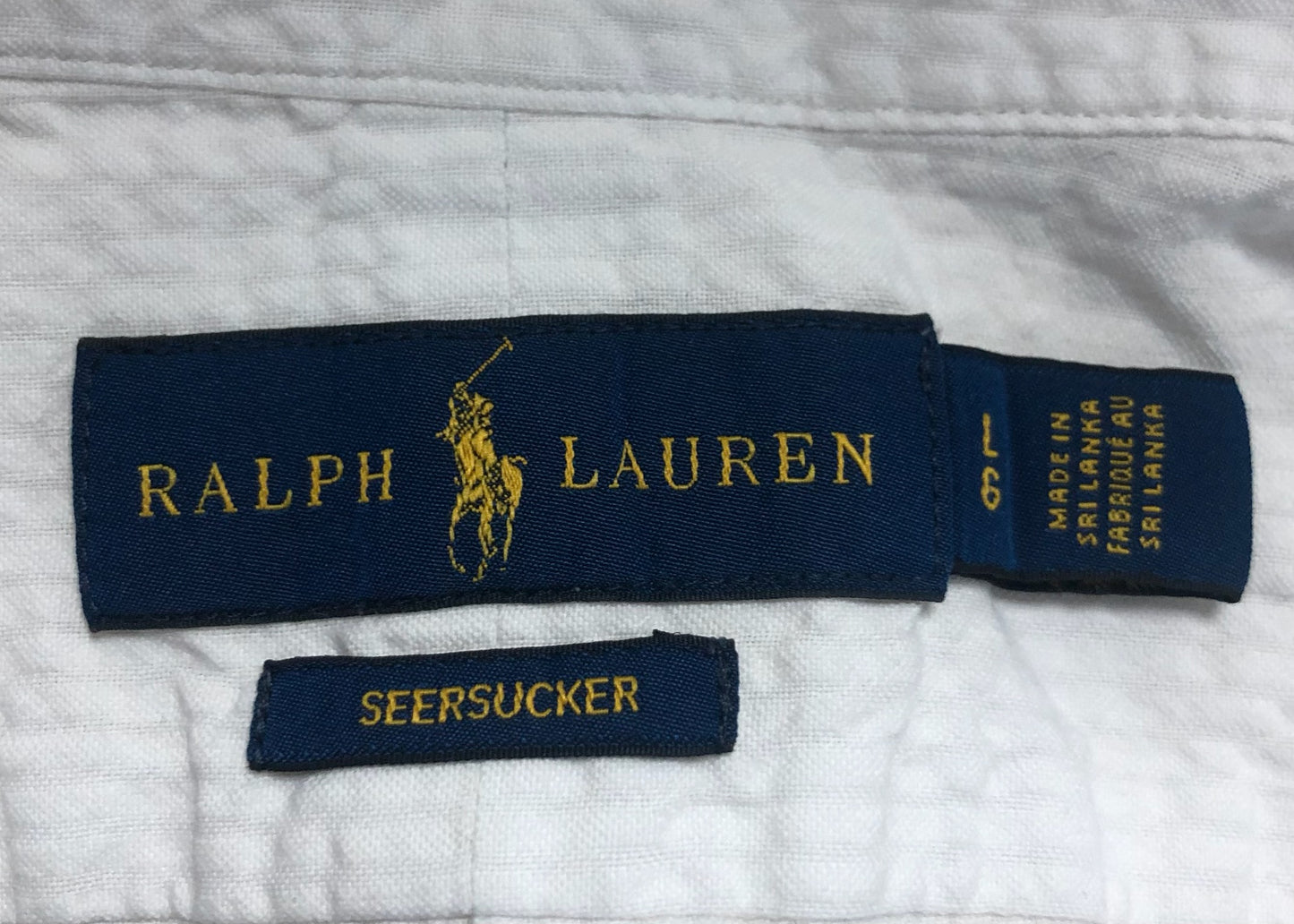 Camisa de botones Polo Ralph Lauren 🏇🏼 Color blanco Seersucker Talla L Entalle Regular