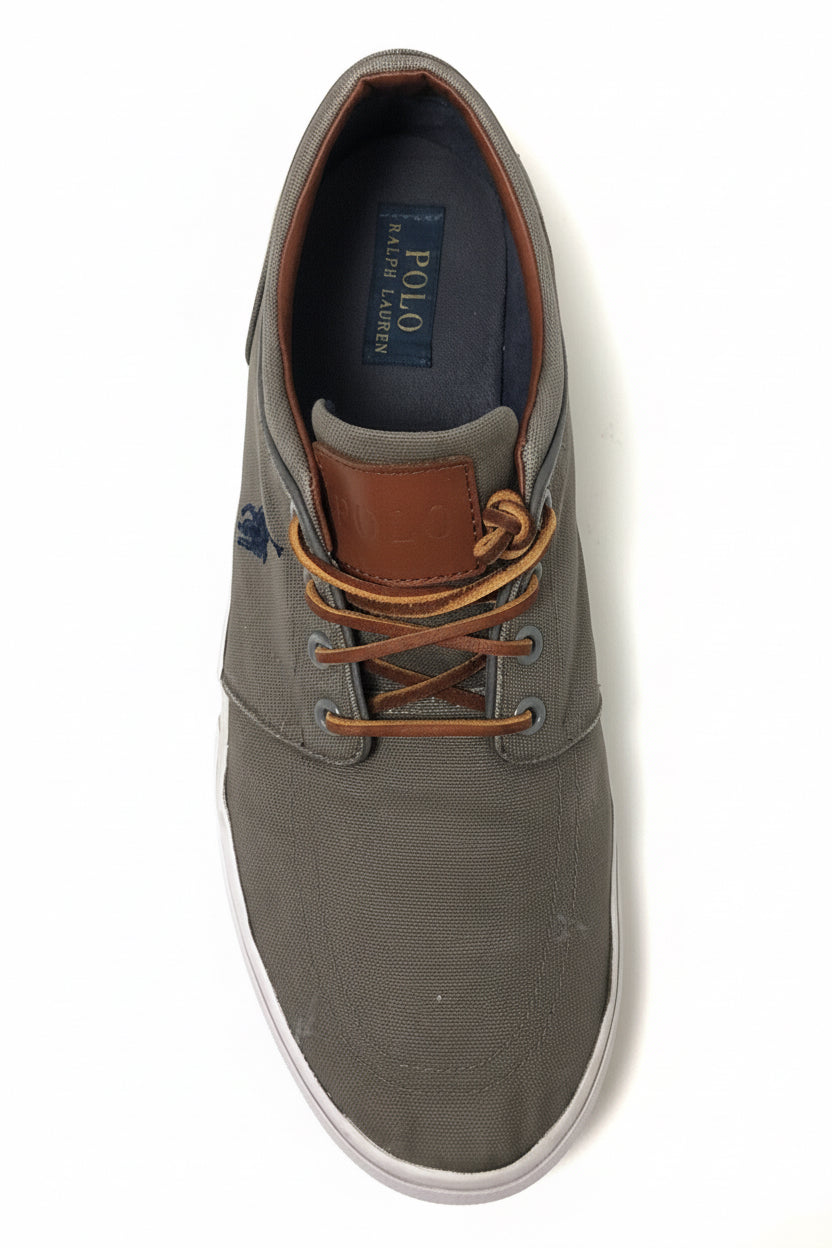 Zapatillas Casuales Polo Ralph Lauren🏇 Color gris con detalles de cuero Talla 11.5
