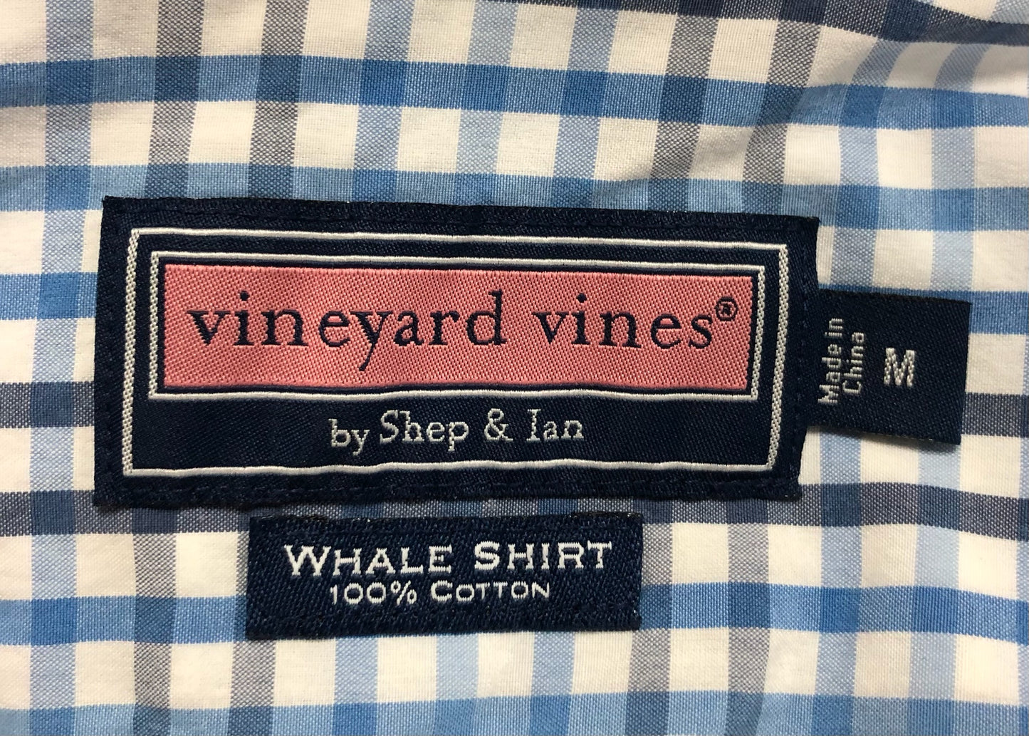 Camisa de botones Vineyard Vines 🐳 Color blanco de cuadros en color celeste y azul navy Talla M Entalle Regular
