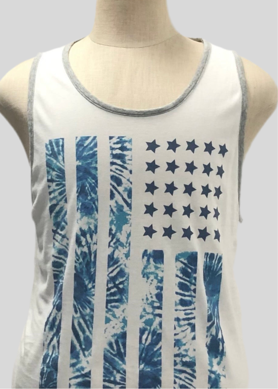 Camiseta sin mangas Aeropostale diseño de bandera en blanco y azul Talla M