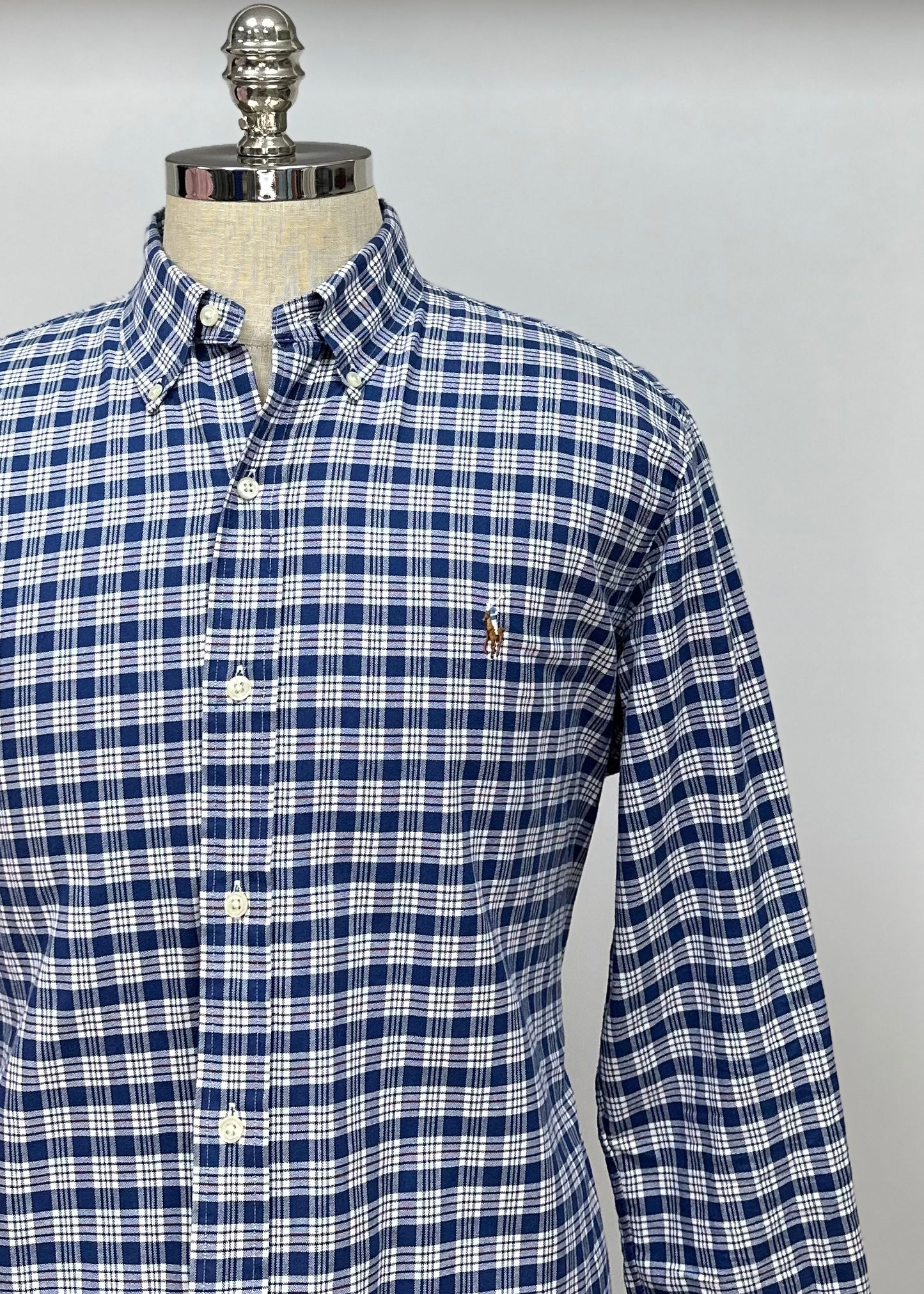 Camisa Polo Ralph Lauren 🏇🏼 de cuadros tartán en color azul, rojo y blanco Talla XL Entalle Clásico