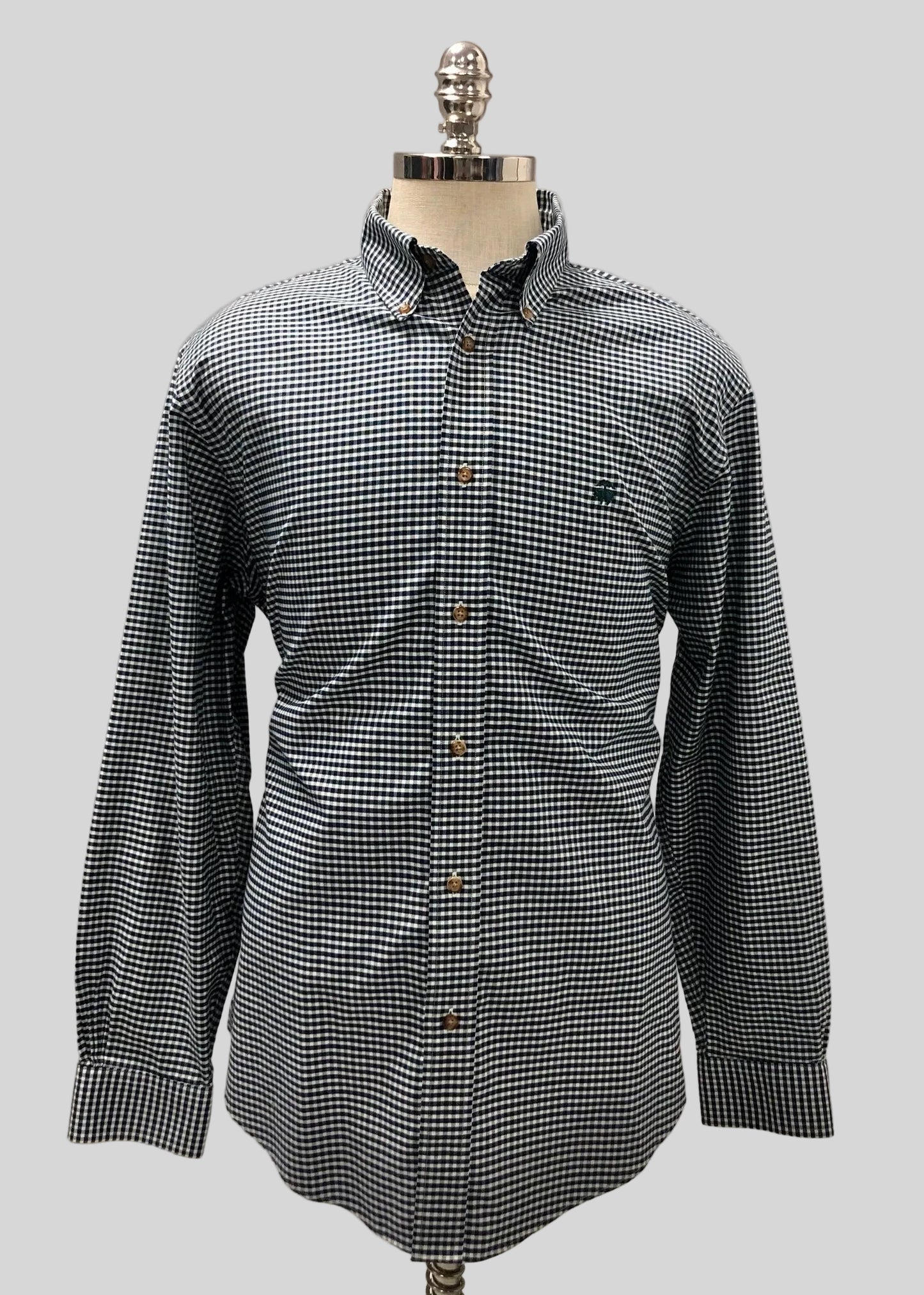 Camisa Brooks Brothers 🐑 de cuadros gingham en azul oscuro y blanco Talla XL Entalle Regular