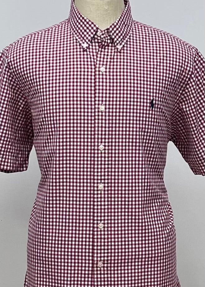 Camisa Polo Ralph Lauren 🏇🏼 con patron de cuadros gingham en color rojo y blanco Talla XL Entalle Regular