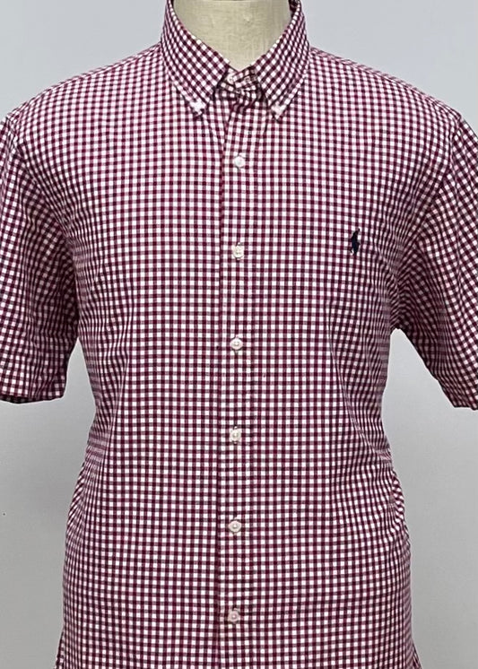 Camisa Polo Ralph Lauren 🏇🏼 con patron de cuadros gingham en color rojo y blanco Talla XL Entalle Regular