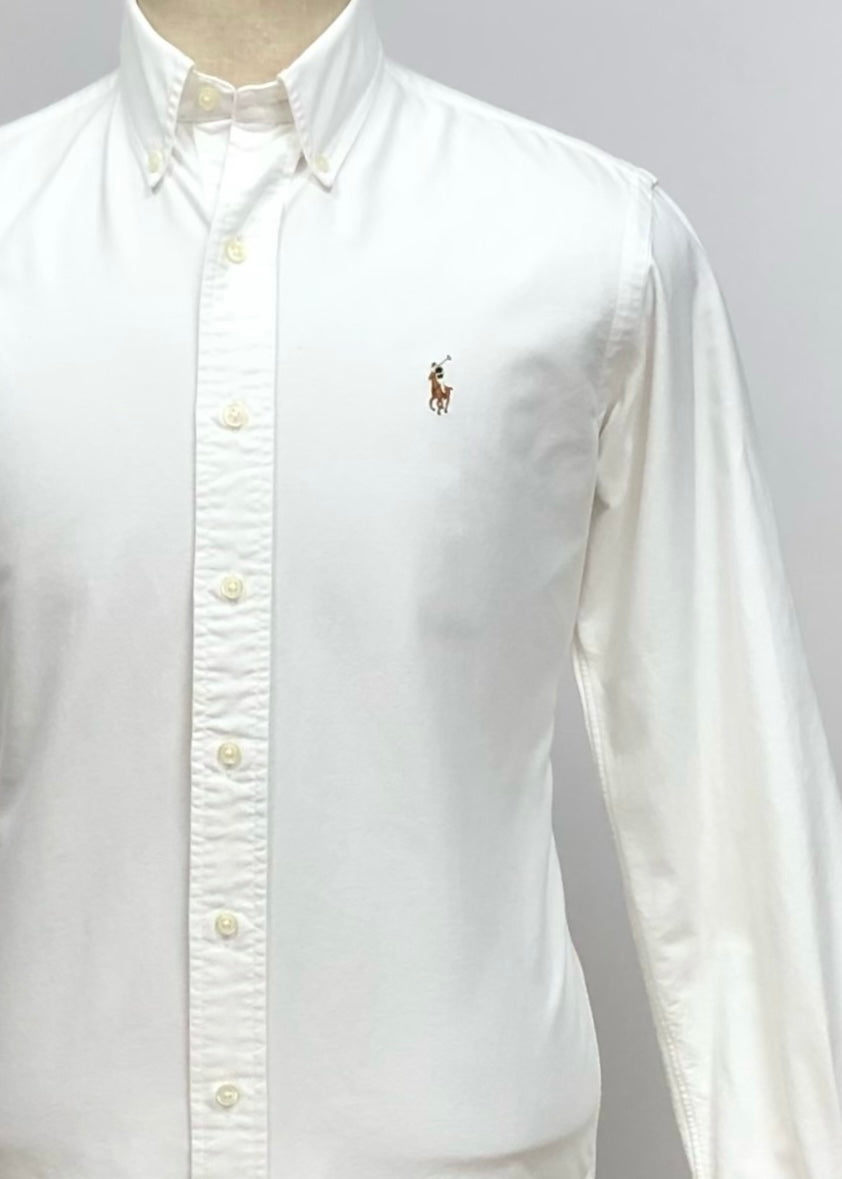 Camisa de botones Polo Ralph Lauren 🏇🏼 Oxford en color blanco Talla S Entalle Clásico