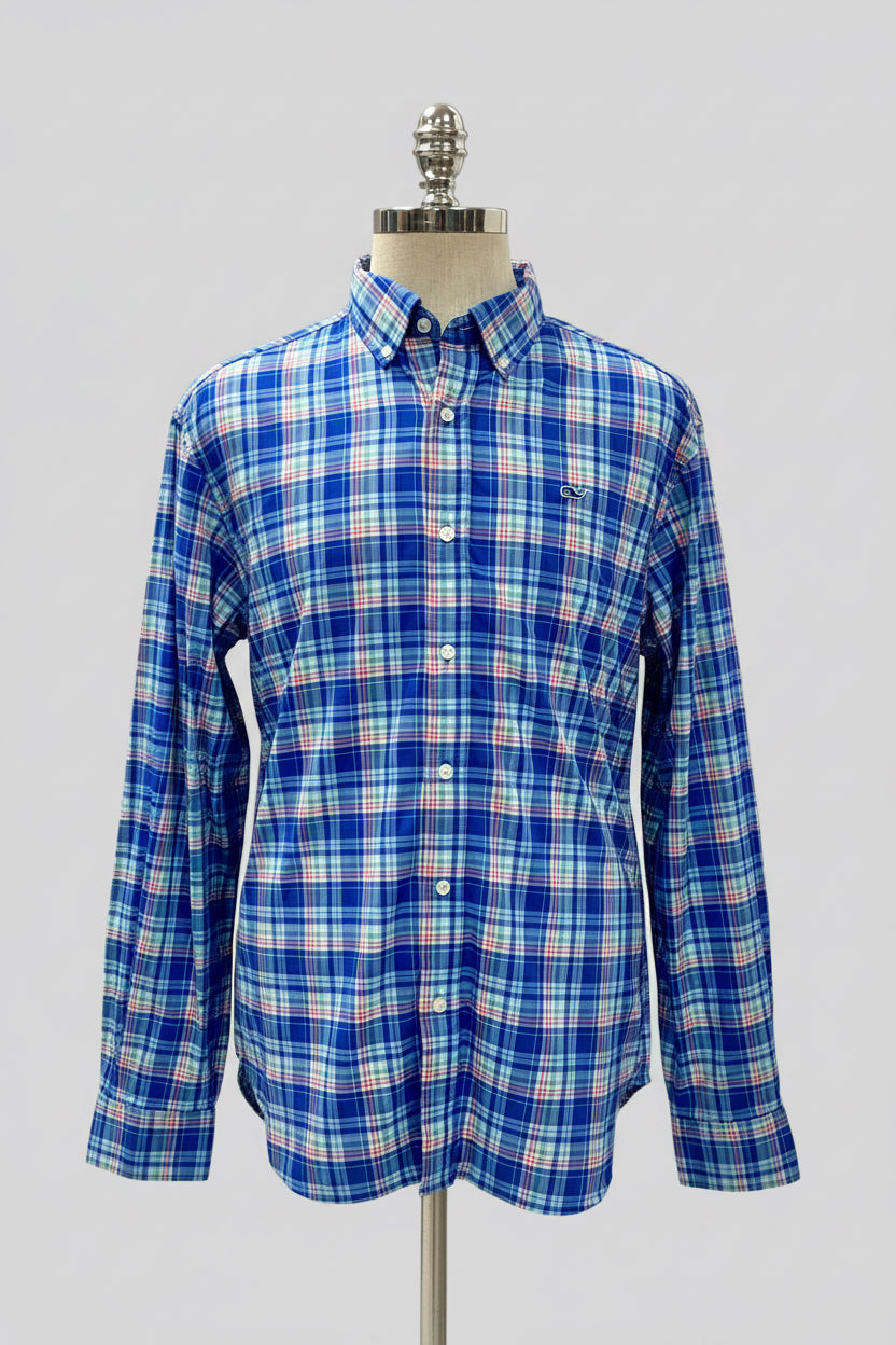 Camisa de botones Vineyard Vines 🐳 Performance de cuadros en color azul, verde, rojo y blanco Talla XL Entalle Regular