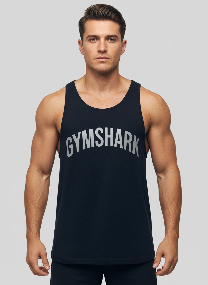Camiseta de entrenamiento sin mangas Gymshark 🏋🏽 color negro y logo en gris Talla L