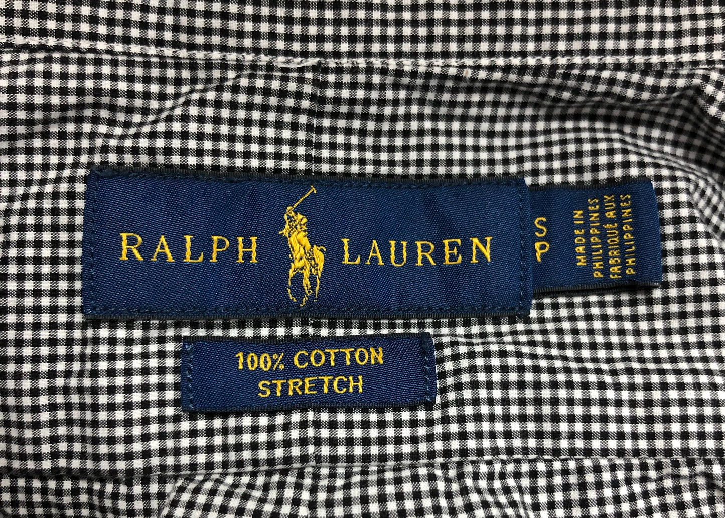 Camisa Polo Ralph Lauren 🏇🏼 con patron de cuadros finos negro y blanco Talla S Entalle Regular