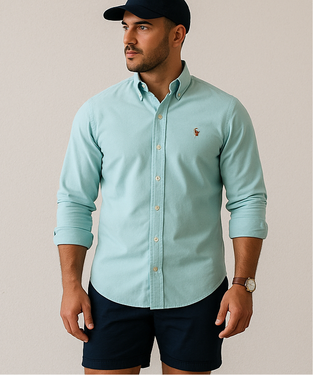 Camisa de botones Polo Ralph Lauren 🏇🏼 Oxford en color turquesa Talla S Entalle Regular