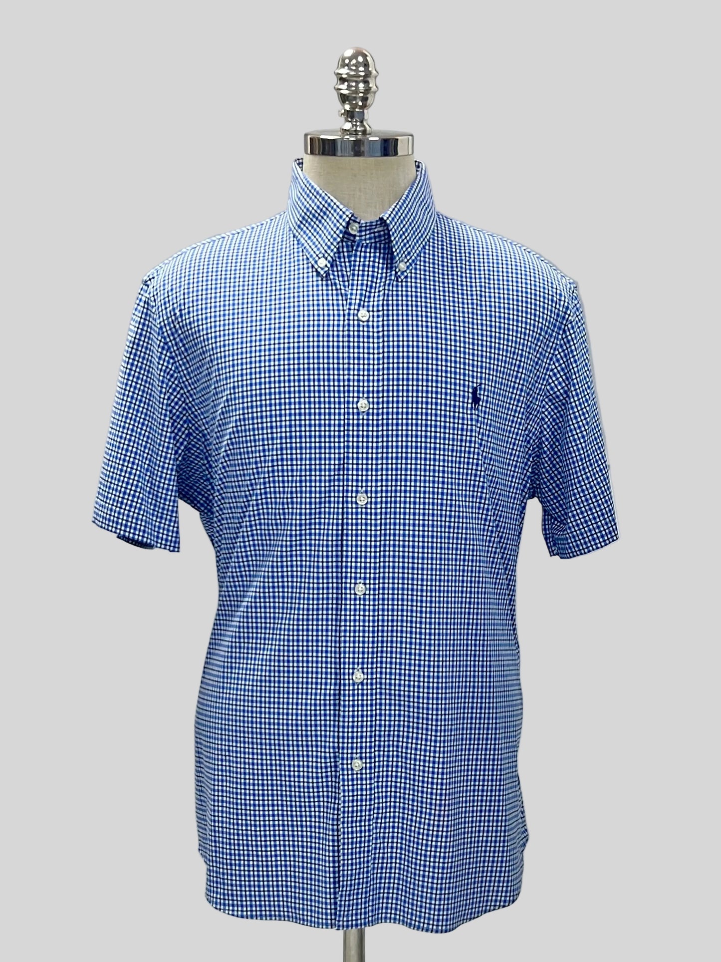 Camisa de botones Polo Ralph Lauren 🏇🏼 Performance de cuadros azul, celeste y blanco Talla XL Entalle Regular