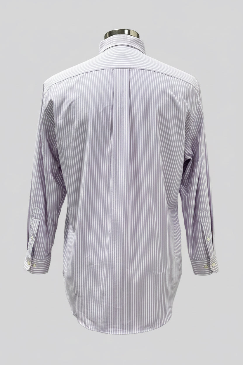 Camisa Polo Ralph Lauren 🏇🏼 Oxford de rayas en color lila y blanco Talla XL Entalle Clásica