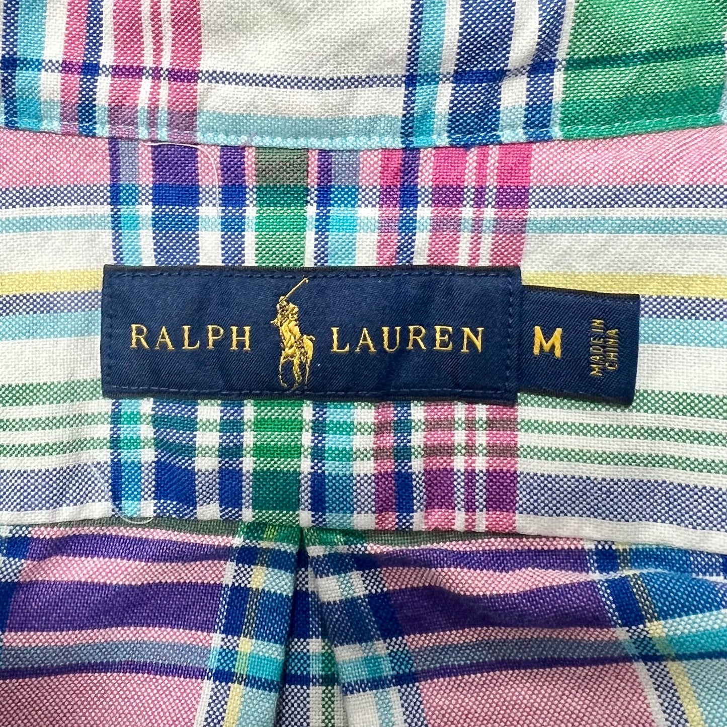 Camisa Polo Ralph Lauren 🏇🏼 Oxford de cuadros tartán en color verde, rosado, azul y blanco Talla M Entalle Regular