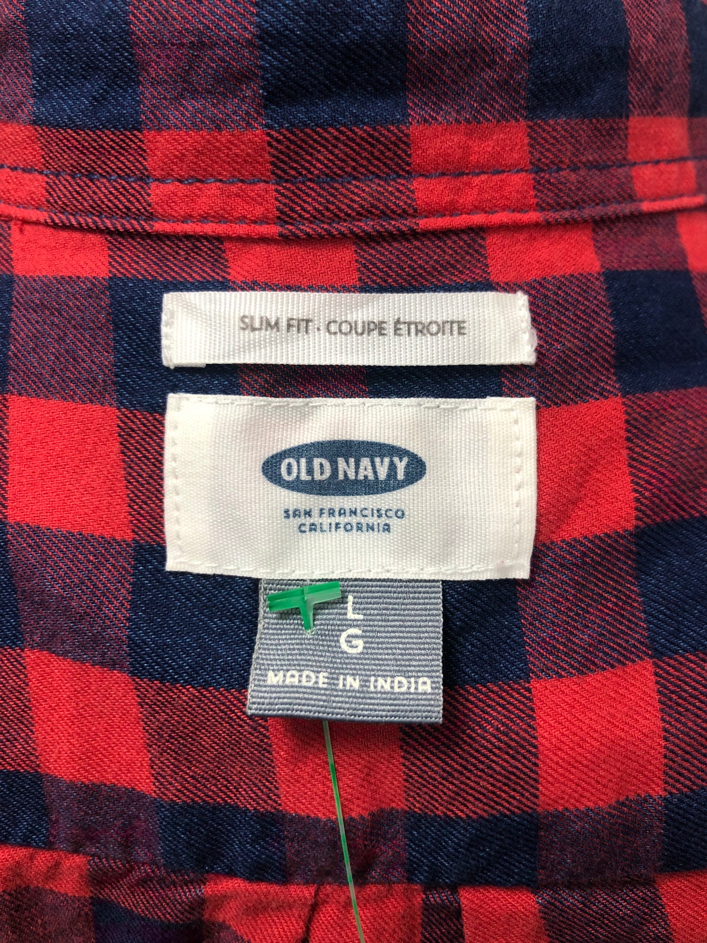 Camisa de botones Old Navy de cuadros color rojo y azul navy Talla L Entalle Slim Fit