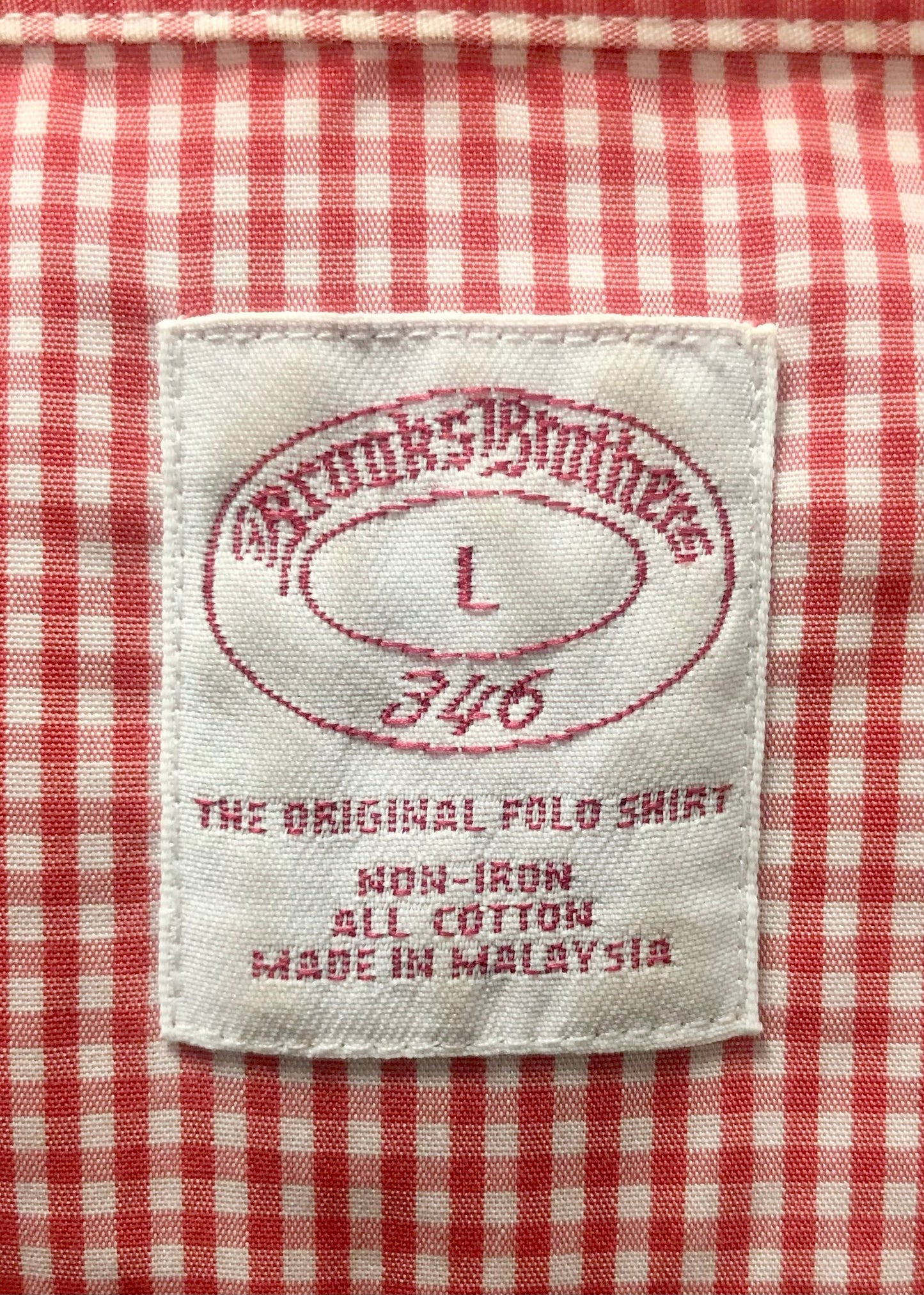 Camisa Brooks Brothers 🐑 de cuadros gingham en naranja y blanco Talla XL Entalle Regular
