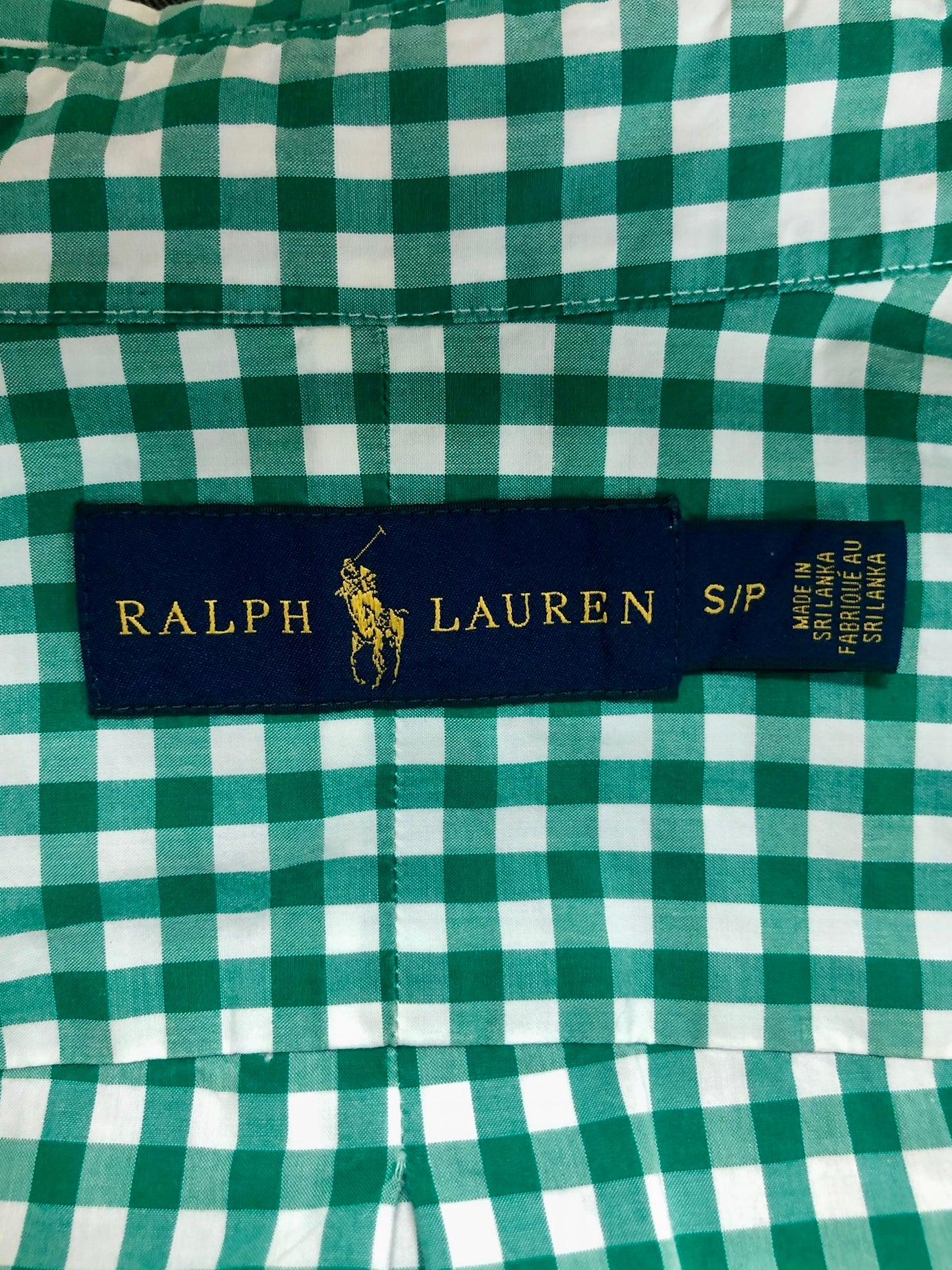 Camisa de botones Polo Ralph Lauren 🏇🏼 de cuadros gingham color verde y blanco Talla S Entalle Regular