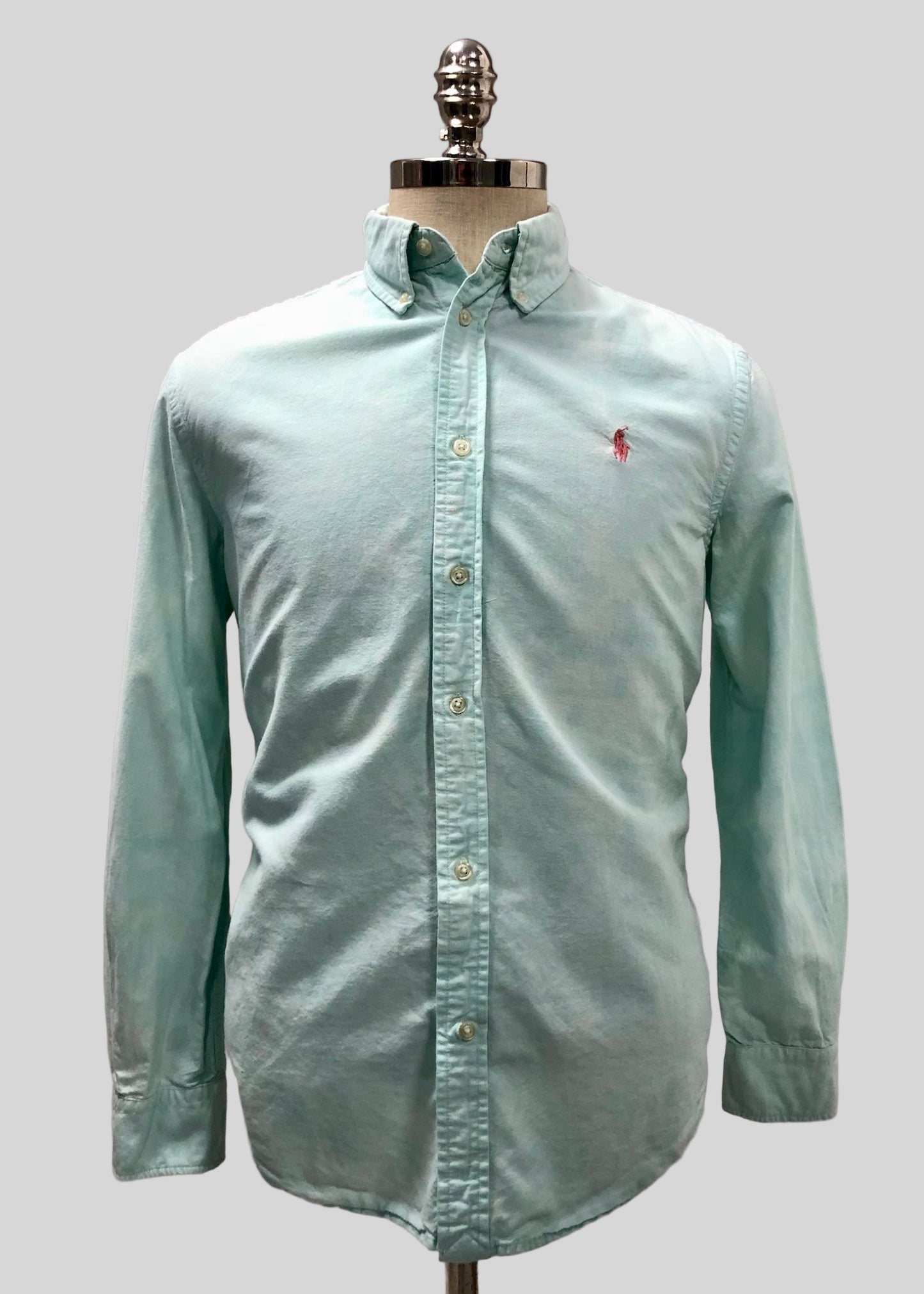 Camisa de mujer Polo Ralph Lauren 🏇🏼 Oxford con diseño tie-dye en turquesa y blanco Talla L Entalle Relaxed