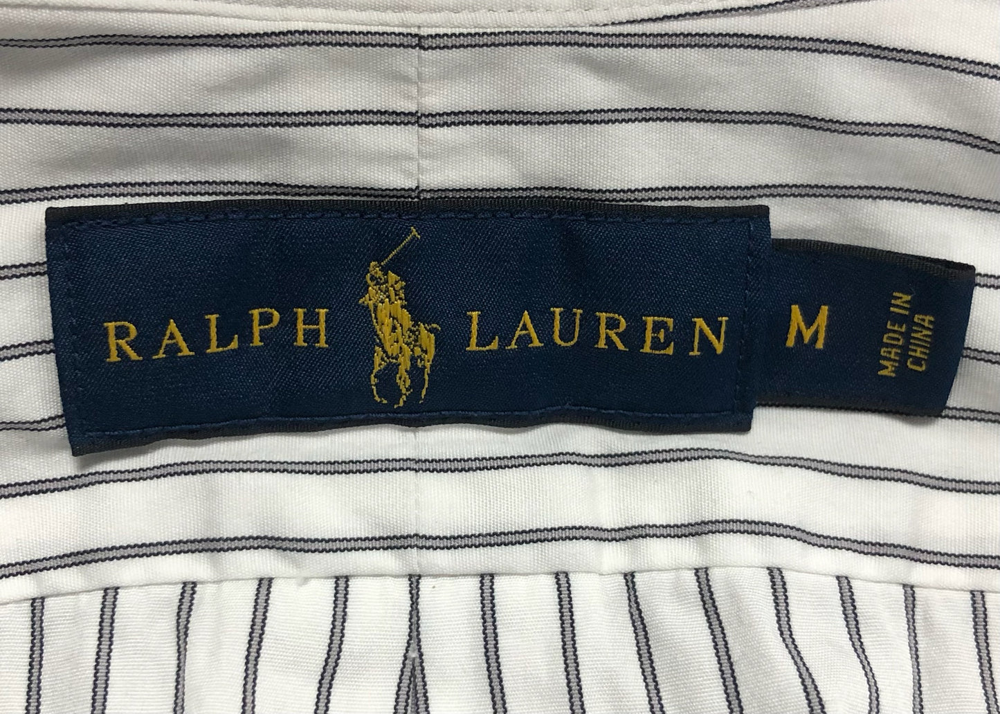 Camisa de botones Polo Ralph Lauren 🏇🏼 color blanco de rayas en negro Talla M Entalle Regular