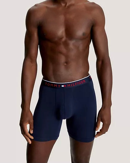 Paquete de 3 Boxer Briefs Tommy Hilfiger 🇺🇸 Luxe Stretch Tela algodón stretch color azul navy Talla M