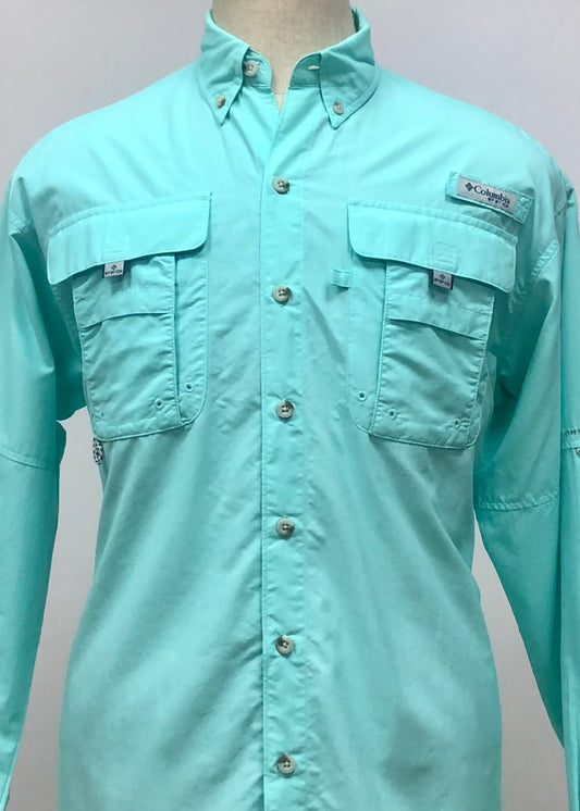 Camisa Columbia 🔹color turquesa claro con Omni Shade Manga larga Talla S