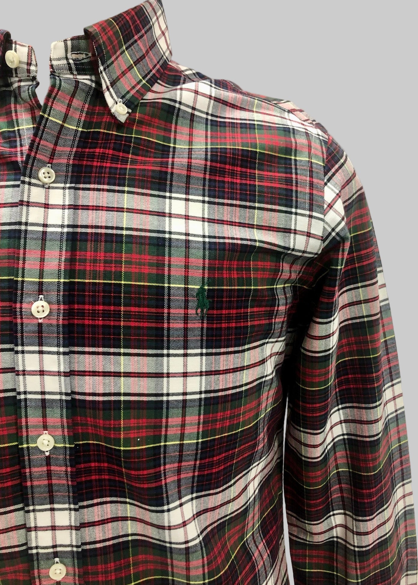 Camisa  Polo Ralph Lauren 🏇🏼 de cuadros tartán en color rojo, verde oscuro y blanco Talla S Entalle Regular