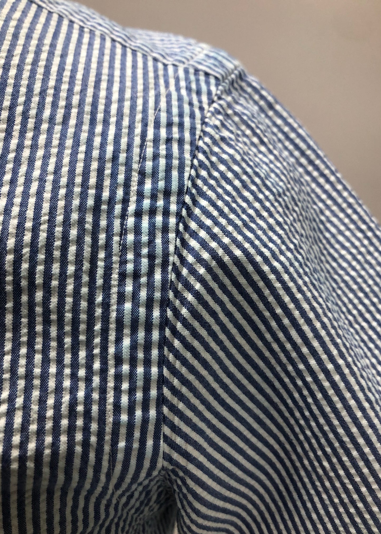 Camisa Polo Ralph Lauren 🏇🏼 Seersucker de rayas en color azul y blanco Talla S Entalle Regular