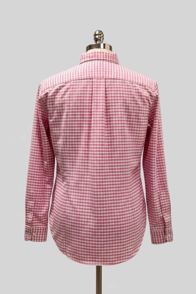 Camisa de botones Polo Ralph Lauren 🏇🏼 Oxford de cuadros gingham rosado y blanco Talla L Entalle Custom Fit