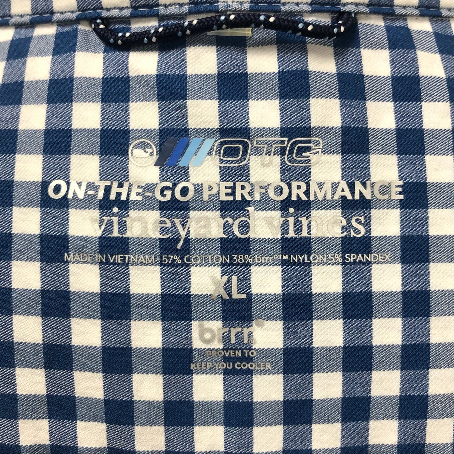 Camisa de botones Vineyard Vines 🐳 Performance con patrón de cuadros gingham en color azul y blanco Talla XL Entalle Regular