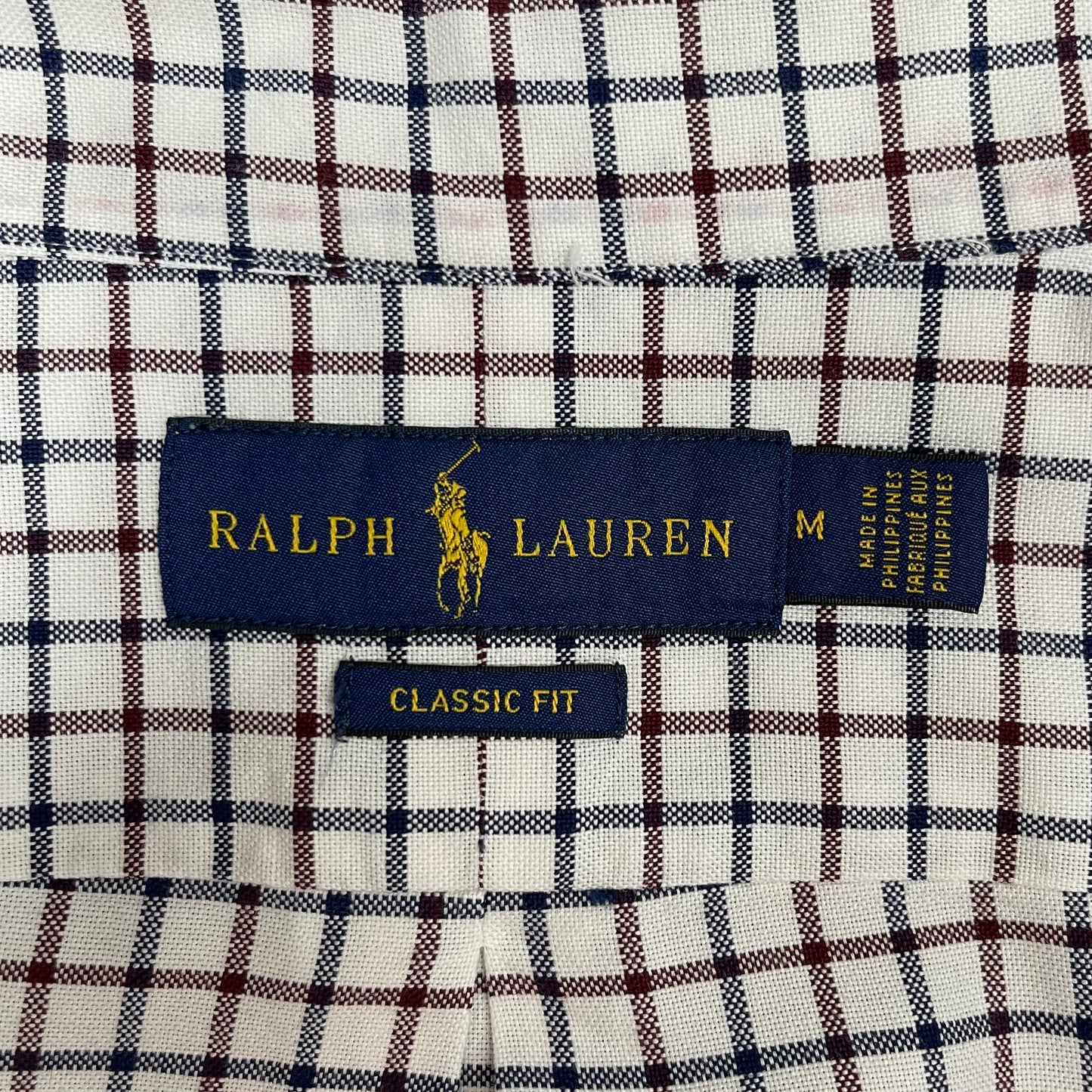 Camisa Polo Ralph Lauren 🏇🏼 Oxford color blanco de cuadros rojo oscuro y azul navy Talla M Entalle Clásico