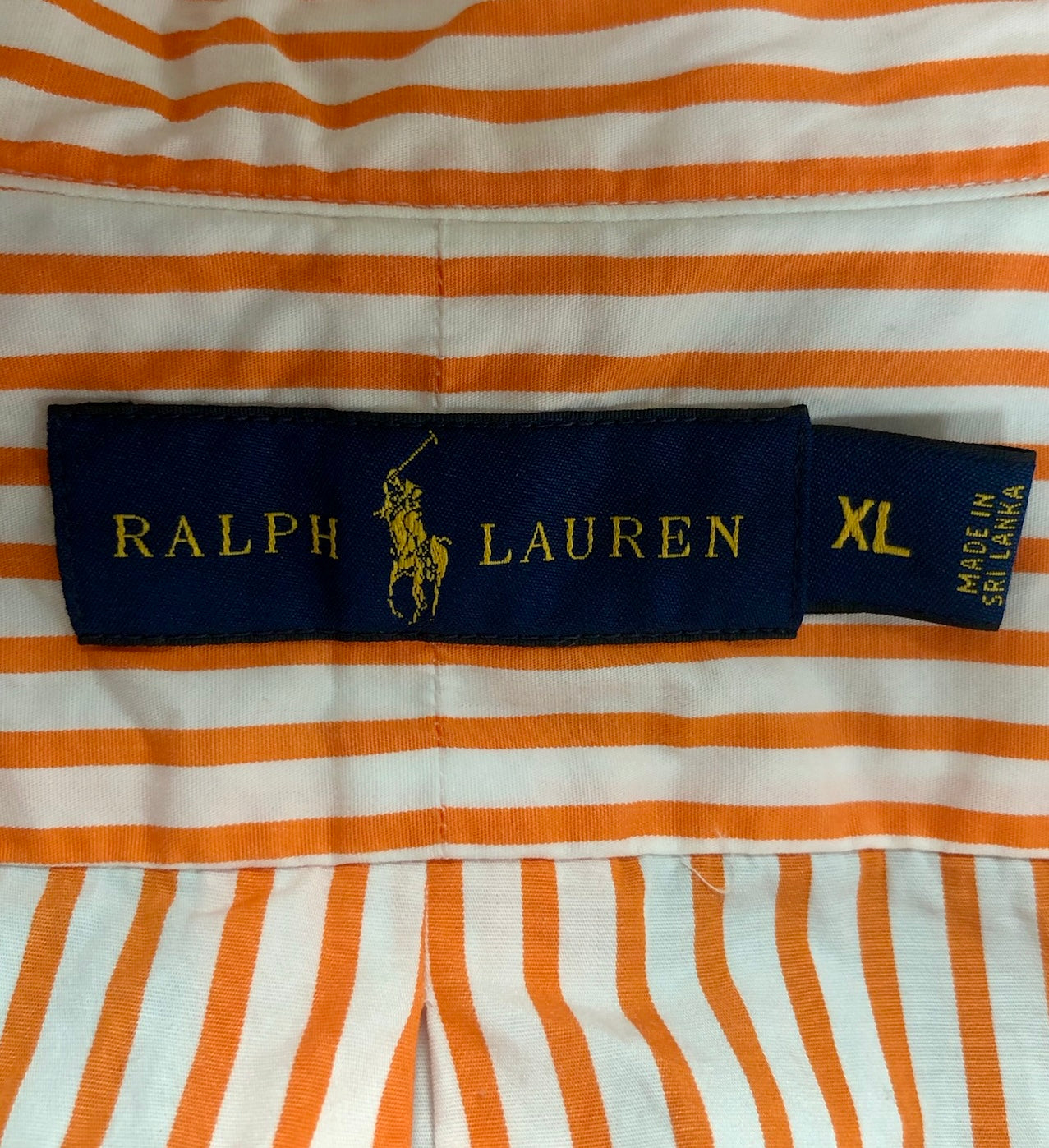 Camisa de botones Polo Ralph Lauren 🏇🏼 con patron de rayas en color naranja y blanco Talla XL Entalle Regular