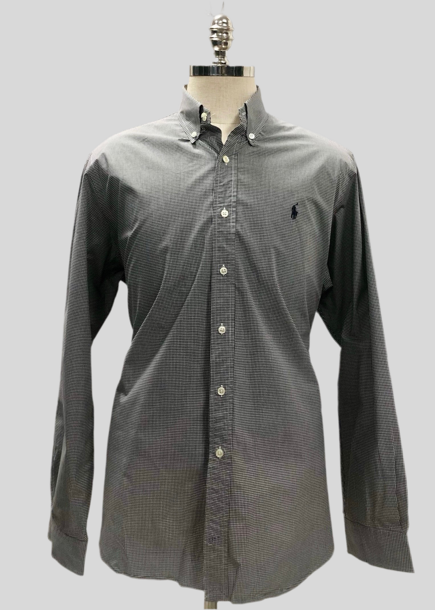 Camisa de botones Polo Ralph Lauren 🏇🏼 con patron de cuadros finos negro y blanco Talla XL Entalle Regular