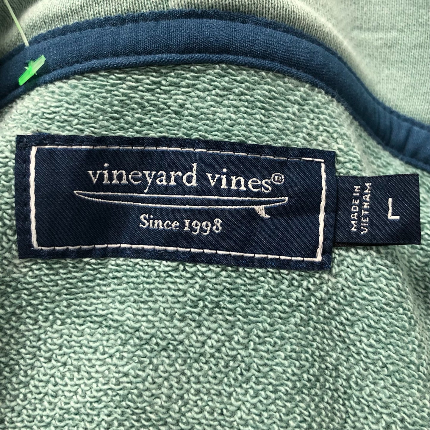 Sudadera Hoodie con capucha Vineyard Vines 🐳 color verde claro con logo en blanco Talla L