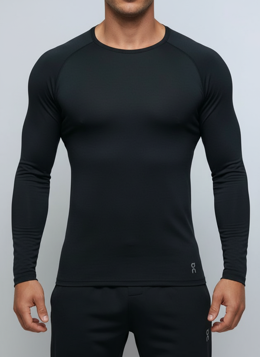 Camiseta de cuello redondo On Running 🏃🏻‍♂️ color gris oscuro con logo en gris claro Talla L