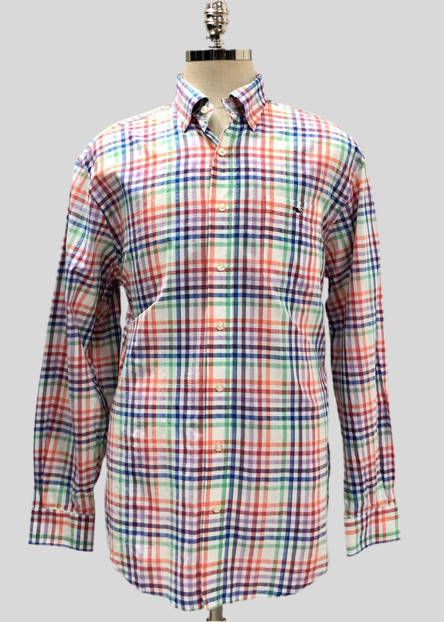 Camisa de botones Vineyard Vines 🐳 color blanco de cuadros multicolor Talla L Entalle Regular
