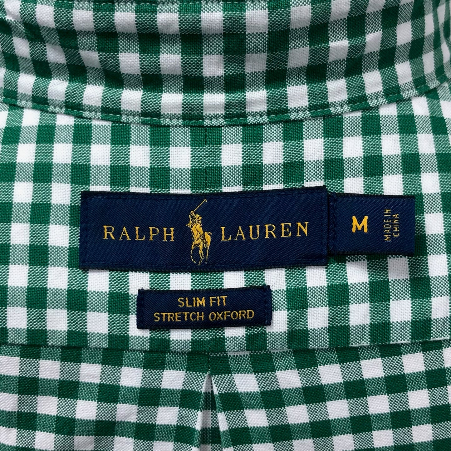 Camisa Polo Ralph Lauren 🏇🏼 Oxford con patron de cuadros gingham verde y blanco Talla M Entalle Slim Fit