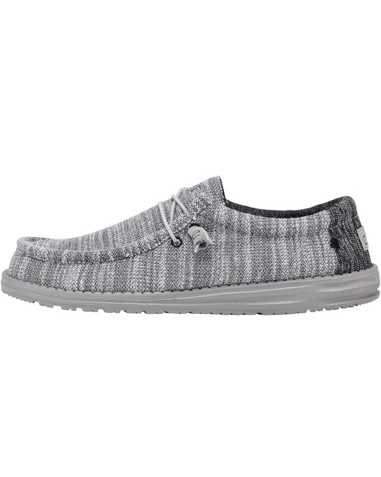 Zapatillas Casuales Hey Dude ⚡️ Mocasiness Wally Stretch Color gris con detalles en color negro Talla 9