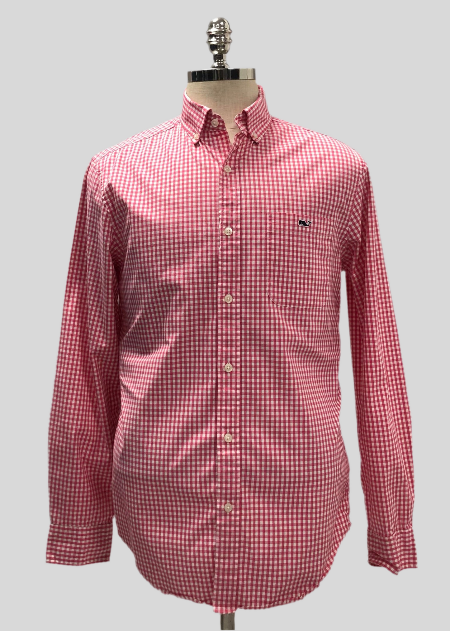 Camisa de botones Vineyard Vines 🐳 de cuadros gingham en color rosado y blanco Talla M Entalle Clásico